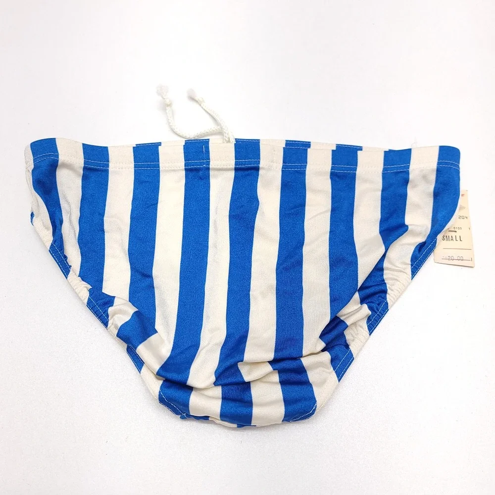 Occhi di Mare Mens S Vintage Striped Swim Briefs Blue‎ White NWT NEW 80s